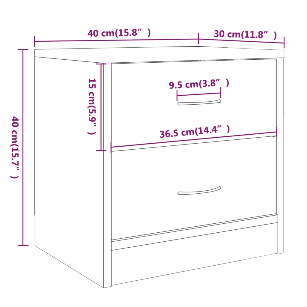Nachttische 2 Stk. Grau Sonoma 40x30x40 cm Holzwerkstoff